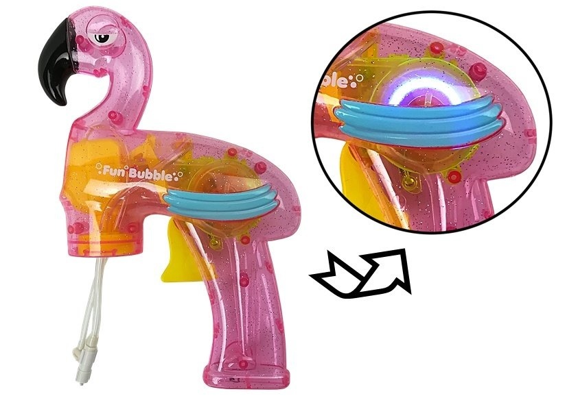Bellenblaaspistool flamingo - roze - 22x15x5 cm