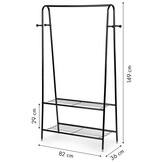 Kledingrek - staal - incl. planken – 82x36x149 cm - zwart