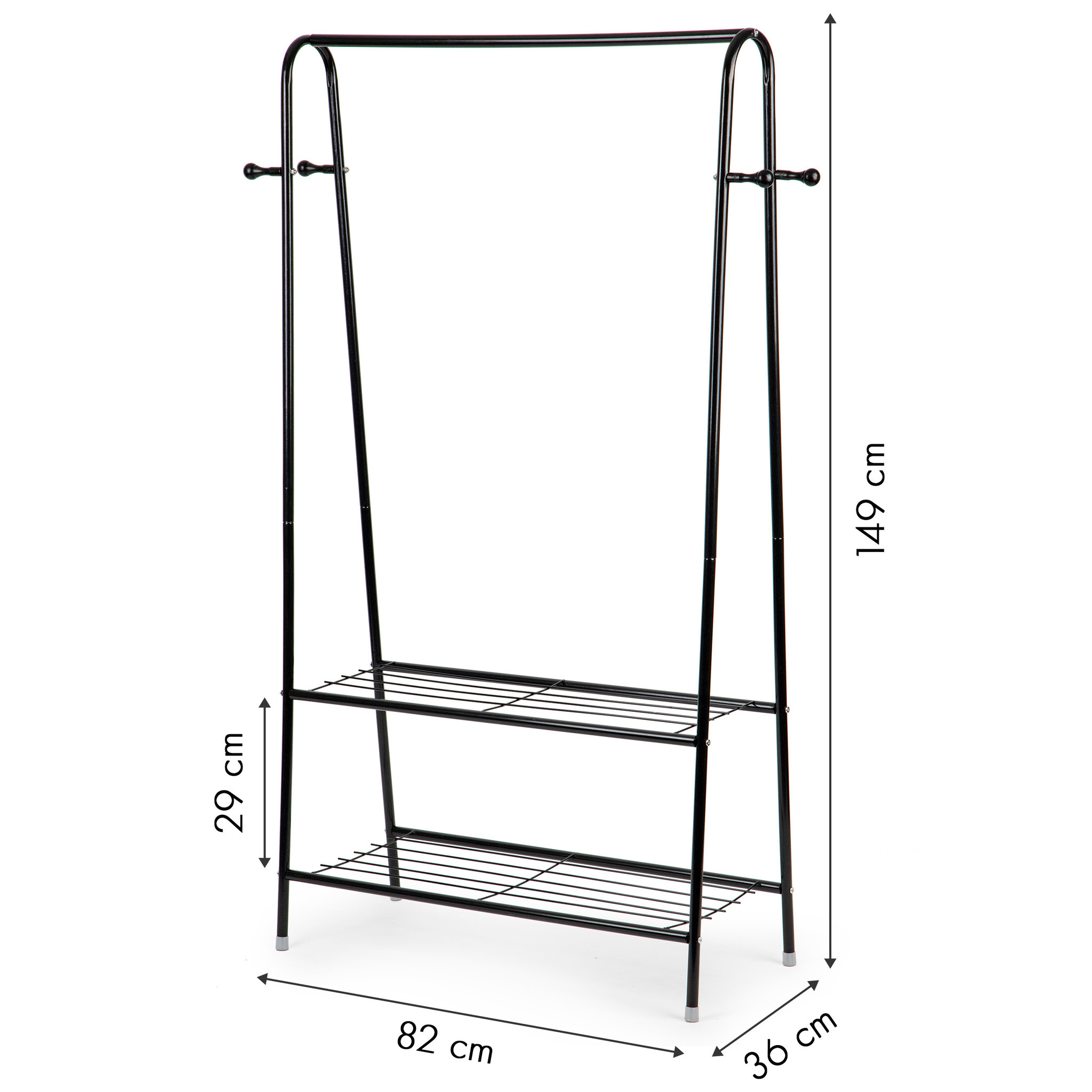 Kledingrek - staal - incl. planken – 82x36x149 cm - zwart