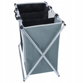 Wasmand - 3 vakken - opvouwbaar - 66x38x61 cm - zwart wit grijs