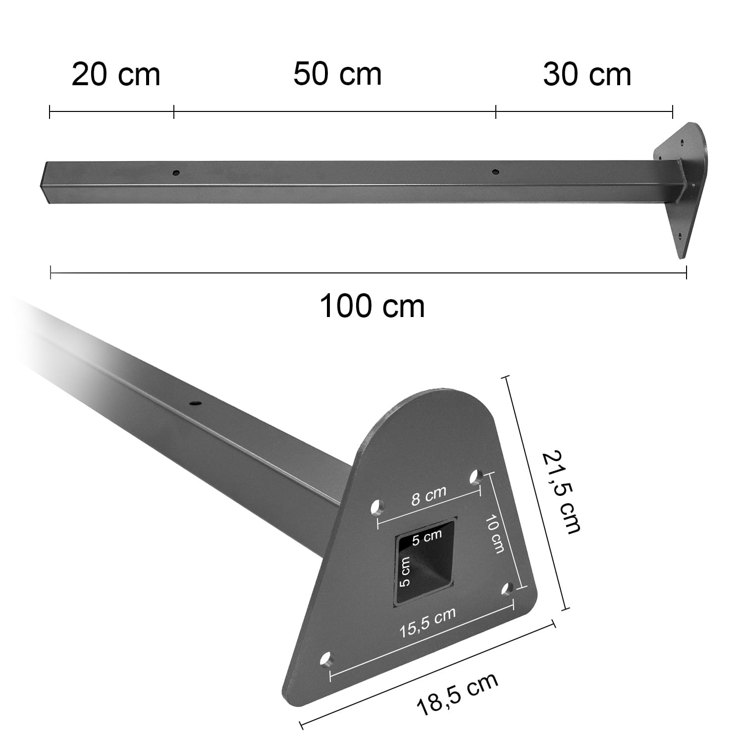 Schommel ophangstang - 100cm - gepoedercoat - grijs - universeel