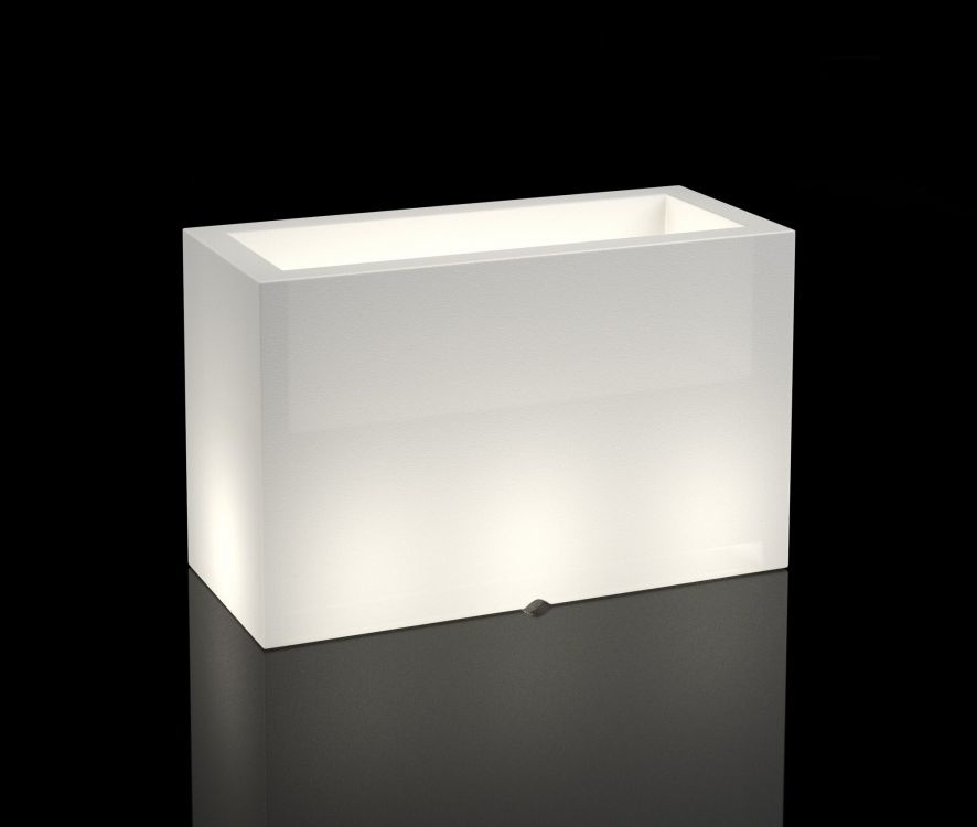 Plantenbak buiten - met LED verlichting - 80x35x50 cm - wit