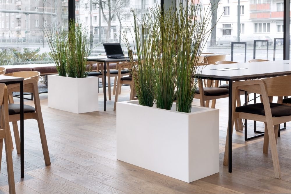 Plantenbak buiten - met LED verlichting - 80x35x50 cm - wit