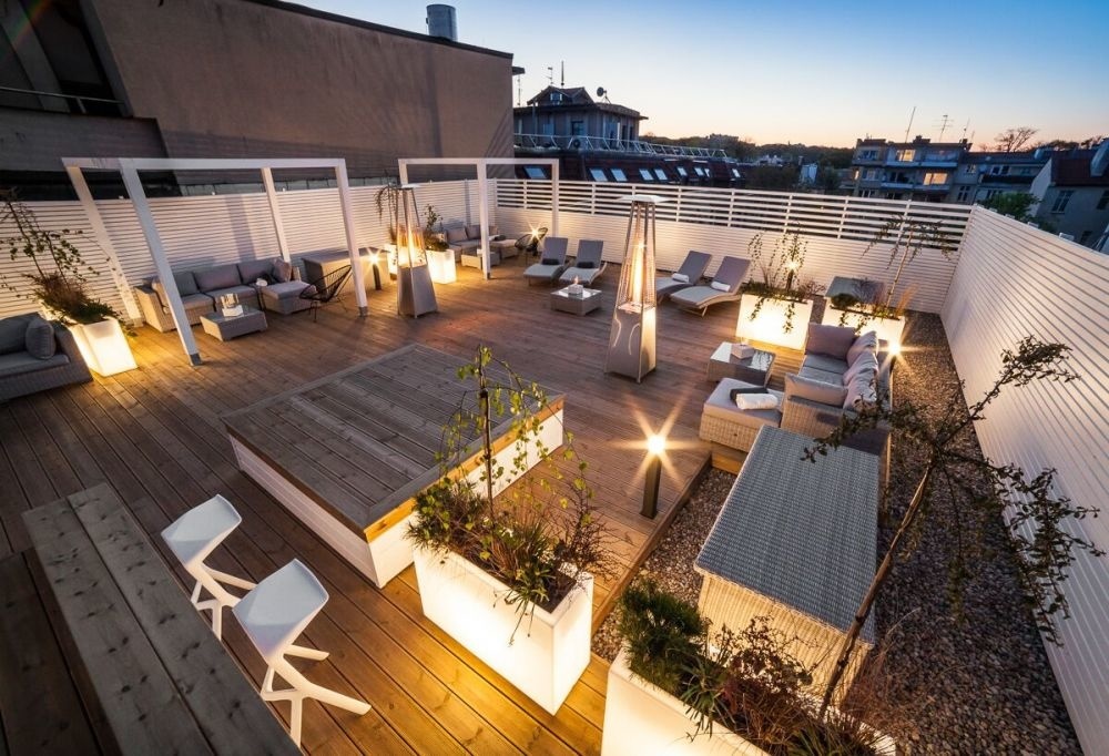 Plantenbak buiten - met LED verlichting - 80x35x50 cm - wit