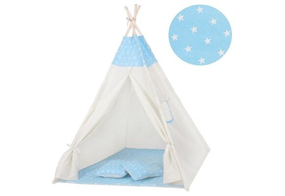 Tipi speeltent - 120x100x160 cm – blauwe sterrenhemel