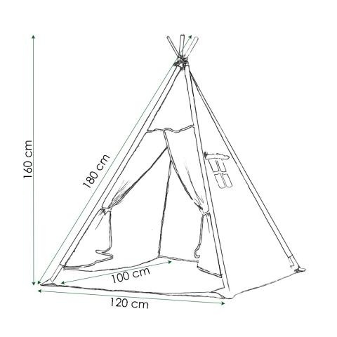 Tipi speeltent - 120x100x160 cm – blauwe sterrenhemel