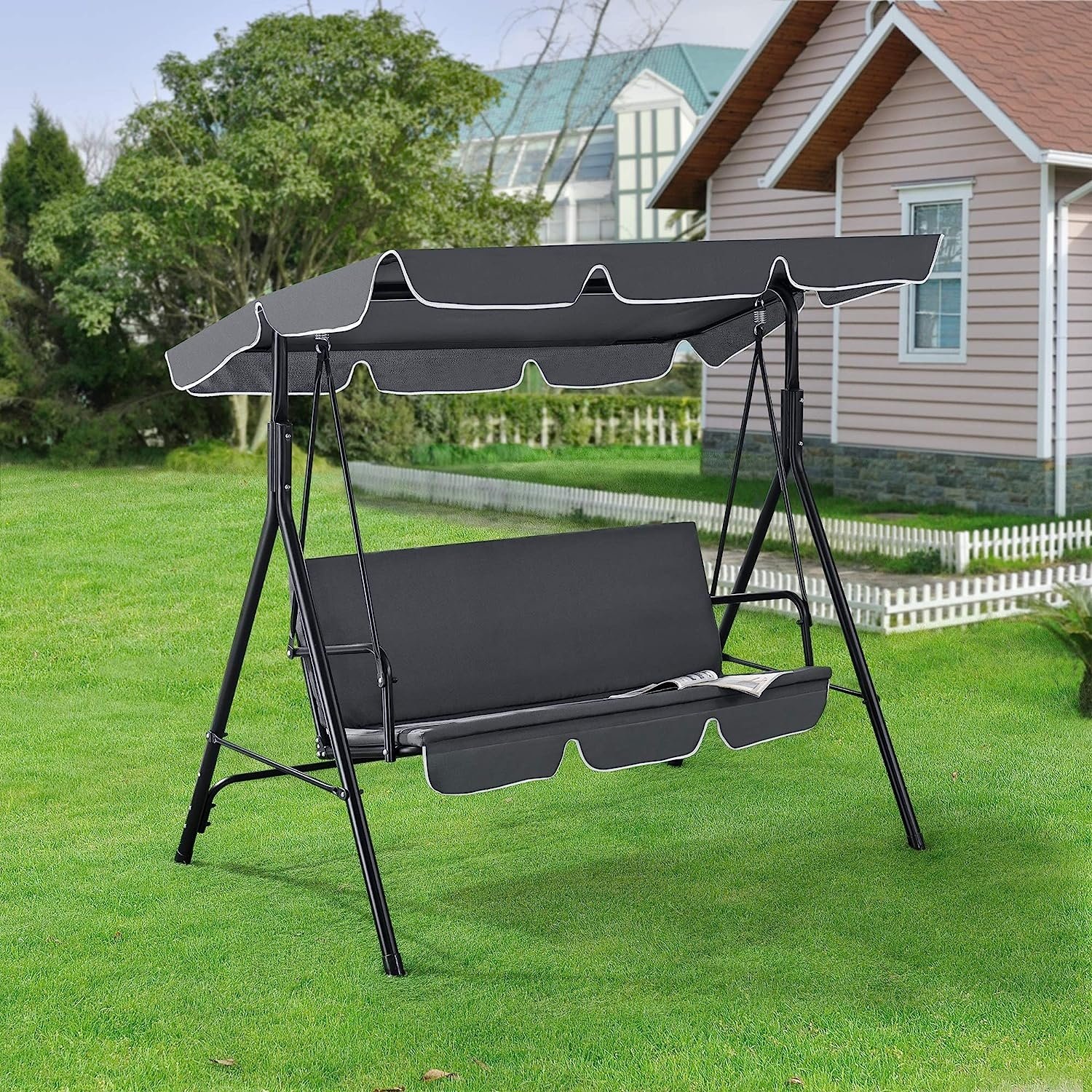 Schommelbank - tuin - 3 persoons - 170x110x152 cm - grijs