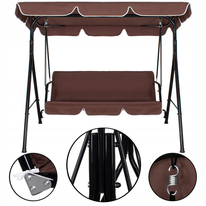 Schommelbank - tuin - 3 persoons - 170x110x152 cm - bruin