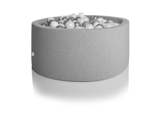 Ballenbak - rond - 90x40 cm - met 200 ballen - grijs, wit
