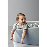 Ballenbak - rond - 90x40 cm - met 200 ballen - grijs, wit