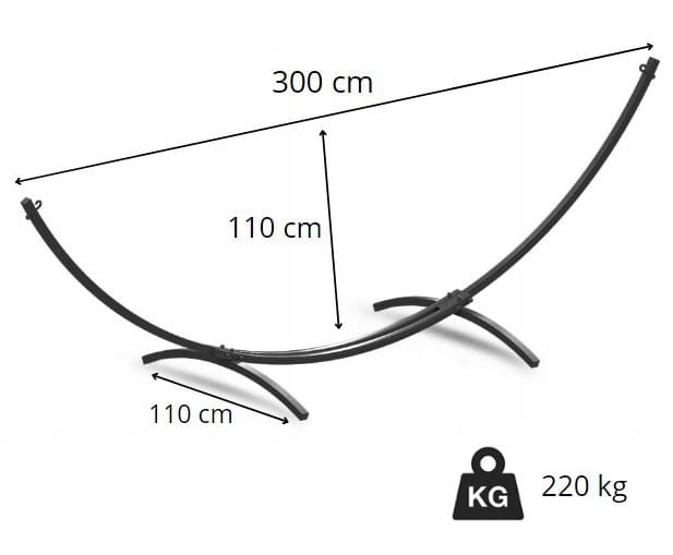 Hangmat met standaard - staal - 2 persoons - tot 220 kg - rood