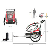 Fietskar kind - met buggy functie - 2-in-1 - 2 zits - rood