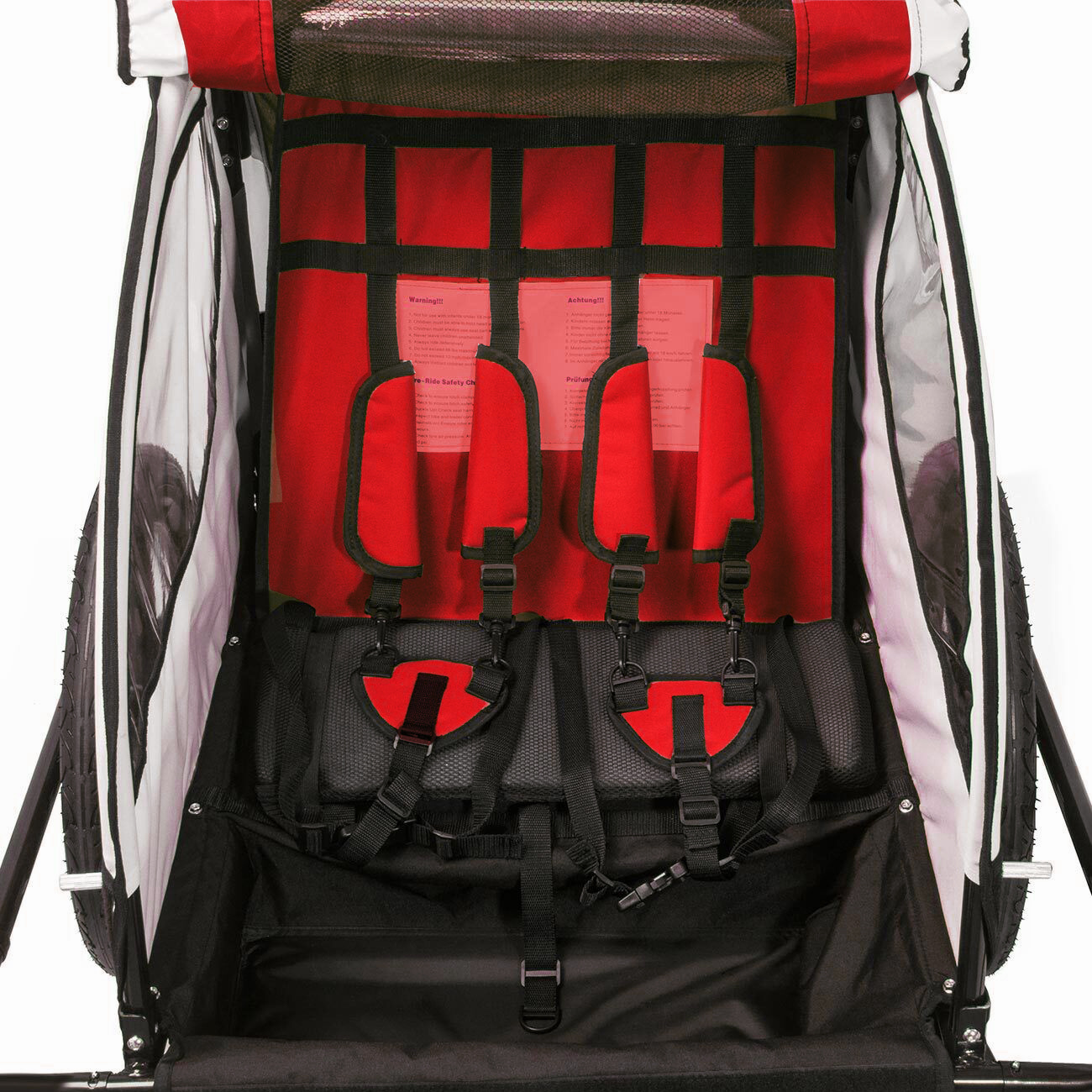 Fietskar kind - met buggy functie - 2-in-1 - 2 zits - rood