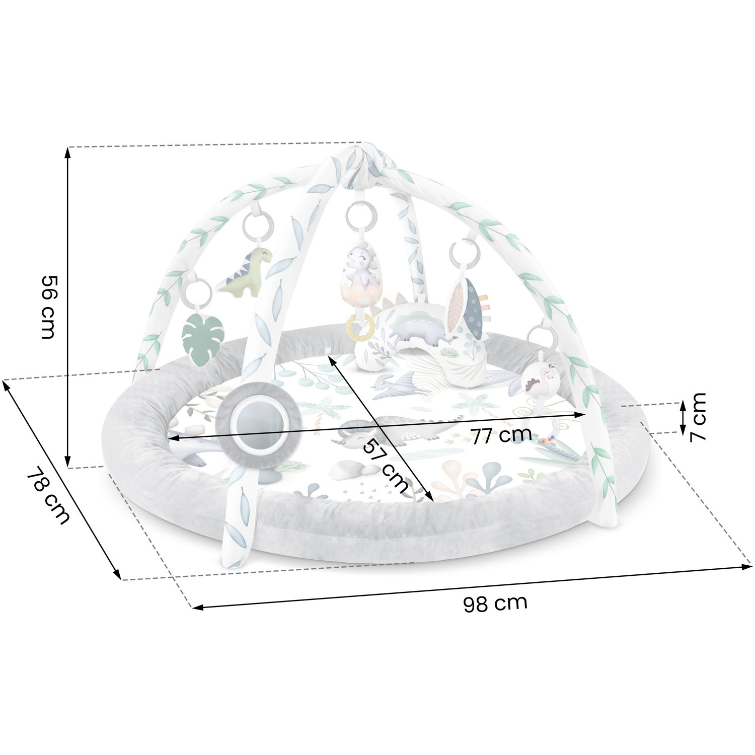 Speelkleed baby - babygym - speelmat - 98x78 cm - dinosaurus