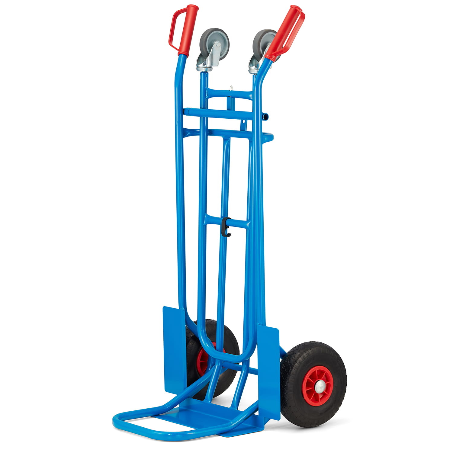 Steekwagen - transportwagen - 2-in-1 - tot 150 kg - blauw, rood