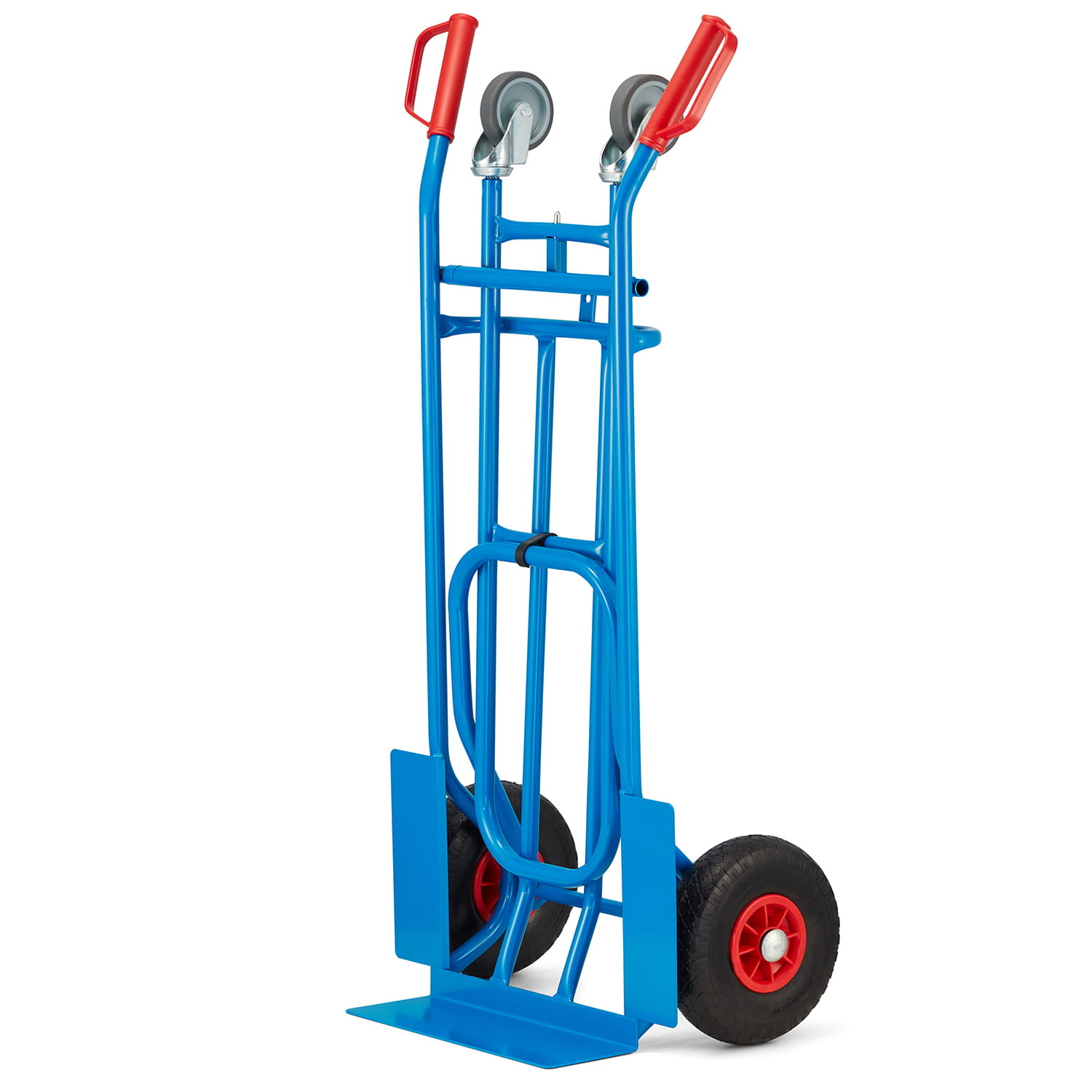 Steekwagen - transportwagen - 2-in-1 - tot 150 kg - blauw, rood