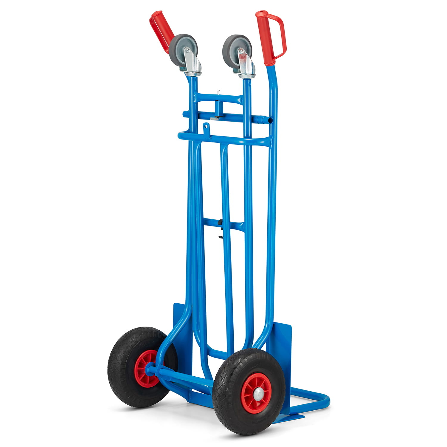 Steekwagen - transportwagen - 2-in-1 - tot 150 kg - blauw, rood