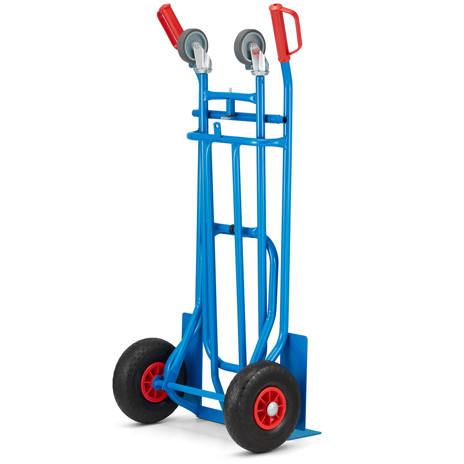 Steekwagen - transportwagen - 2-in-1 - tot 150 kg - blauw, rood