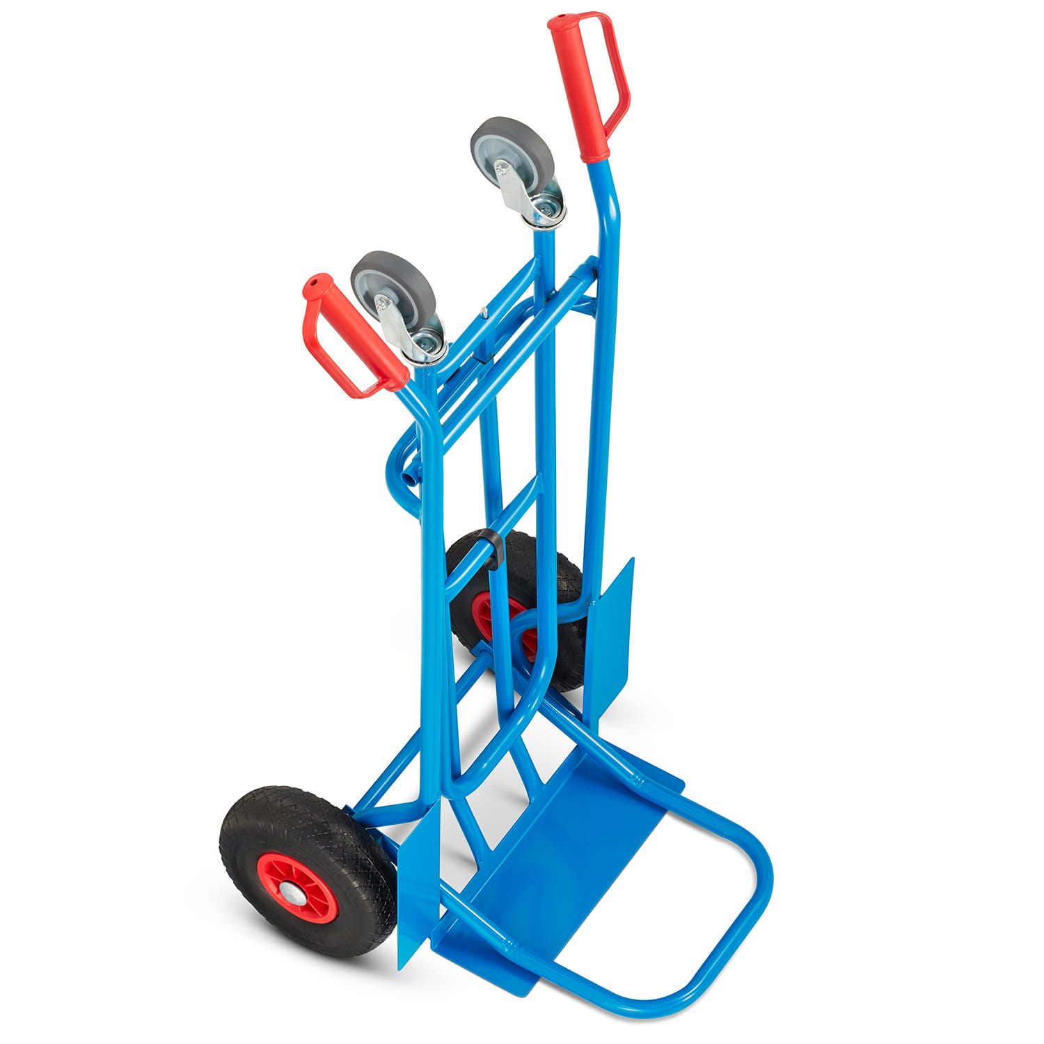 Steekwagen - transportwagen - 2-in-1 - tot 150 kg - blauw, rood