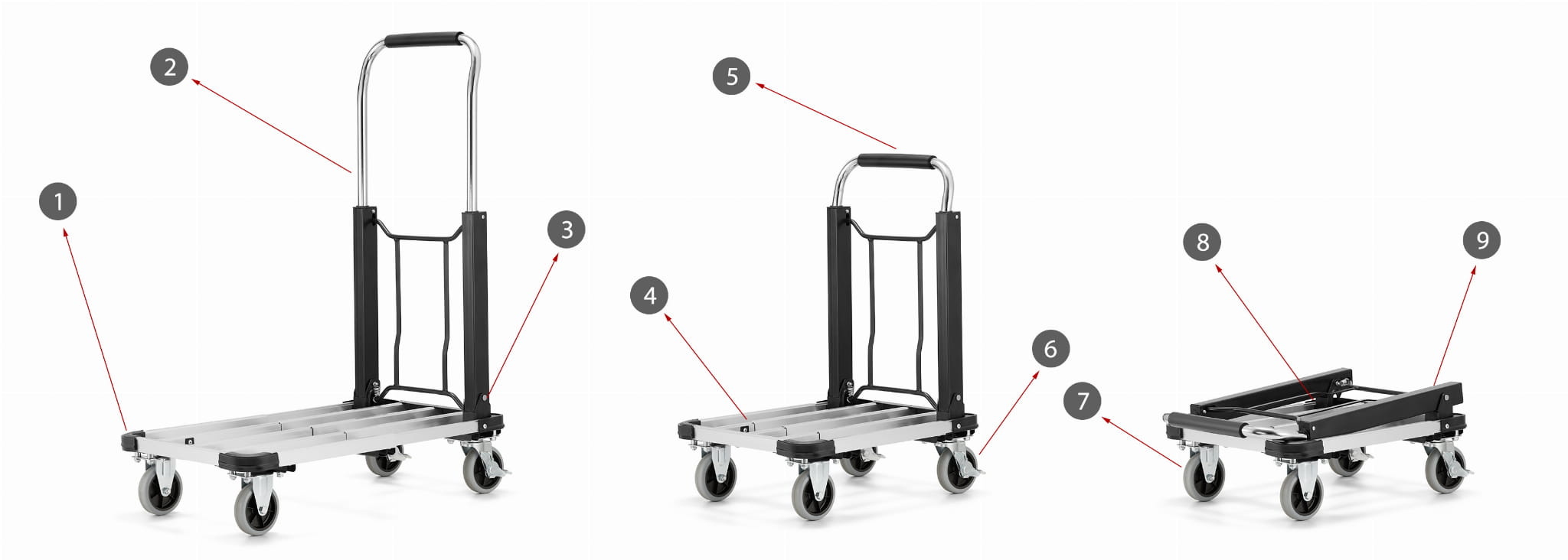 Transportwagen - 71x41cm - opvouwbaar - tot 150 kg - aluminium