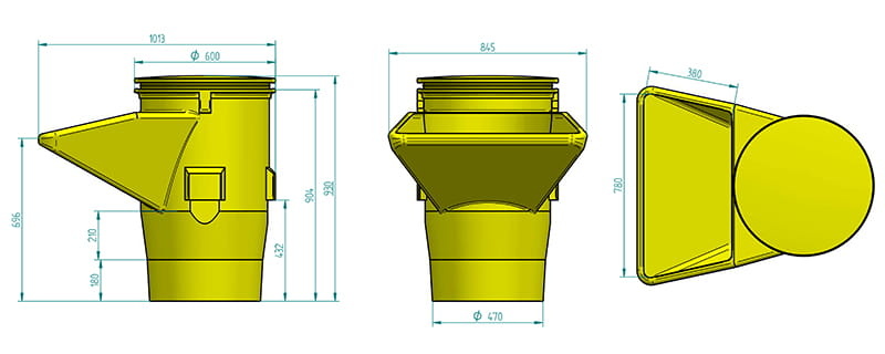 Stortkoker - met draagconstructie - 10m - 11-delig - Ø 60-41 cm