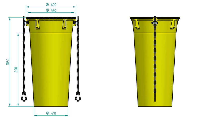 Stortkoker - met draagconstructie - 8m - 9-delig - Ø 60-41 cm
