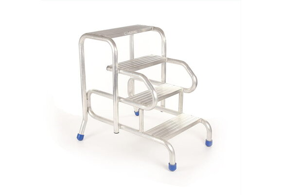 Opstap - plateautrap - 4 treden - 95,5x69x98cm - aluminium