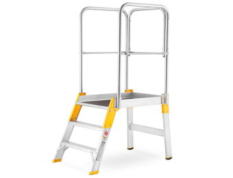 Bordestrap - verrijdbaar - 3 treden - aluminium - 62 cm