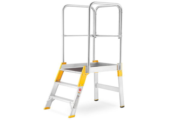 Bordestrap - verrijdbaar - 3 treden - aluminium - 62 cm