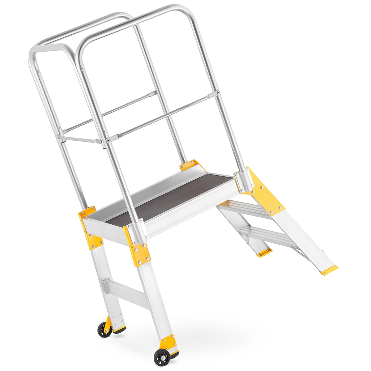 Bordestrap - verrijdbaar - 3 treden - aluminium - 62 cm