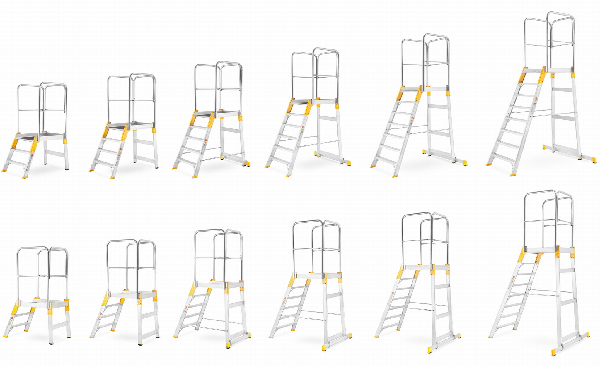 Bordestrap - verrijdbaar - 3 treden - aluminium - 62 cm