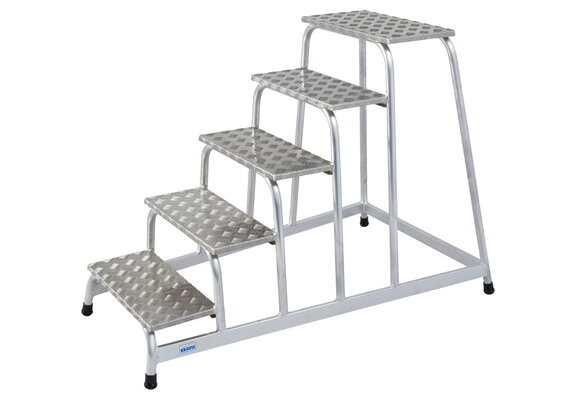 Opstapje - Opstap kruk - 5 treden - aluminium - 100 cm hoog