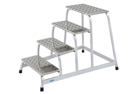 Opstapje - Opstap kruk - 4 treden - aluminium - 80 cm hoog