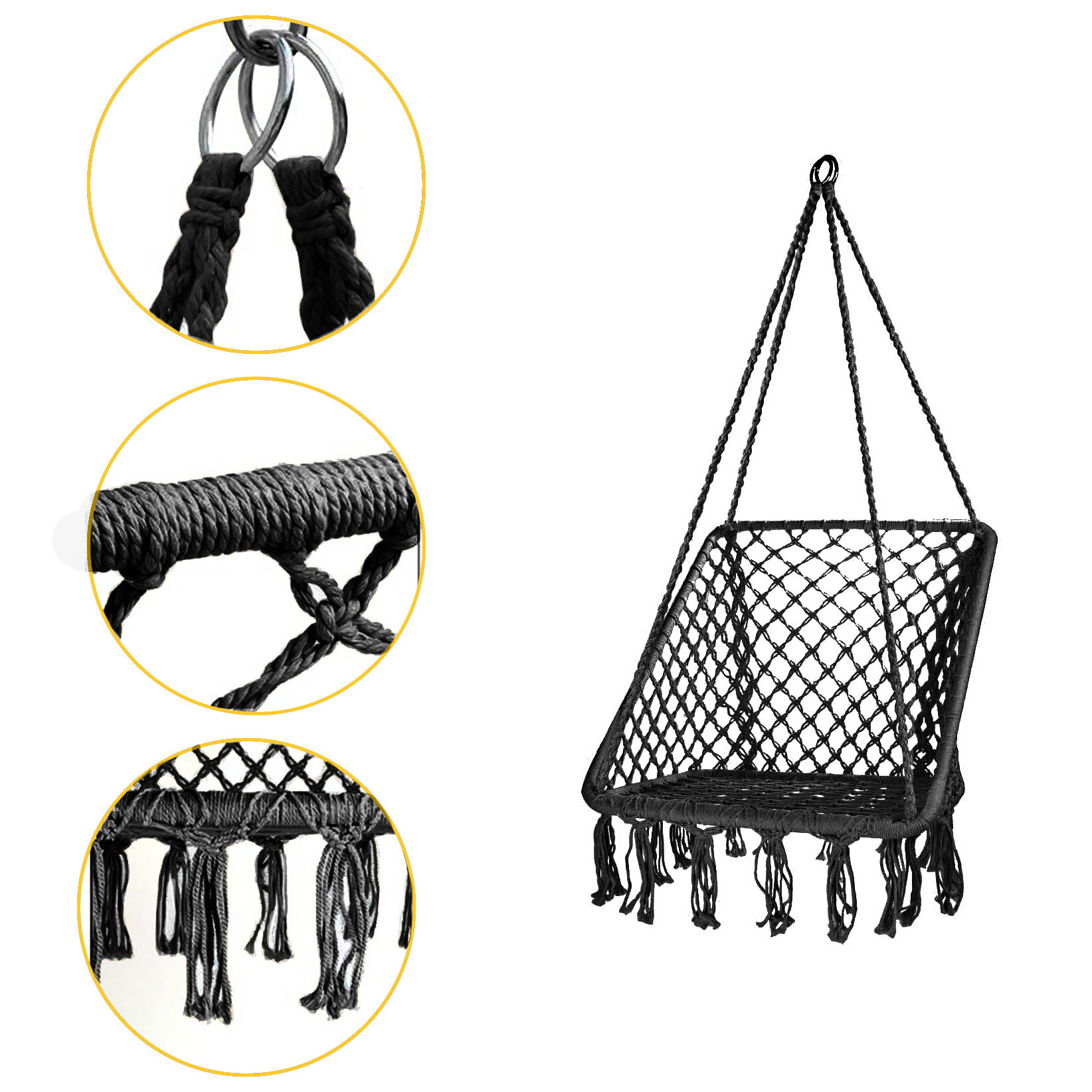 Hangstoel antraciet - nest stoel - 65x50 cm - tot 150 kg