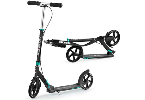 Kinderstep - autoped - zwart turquoise - aluminium