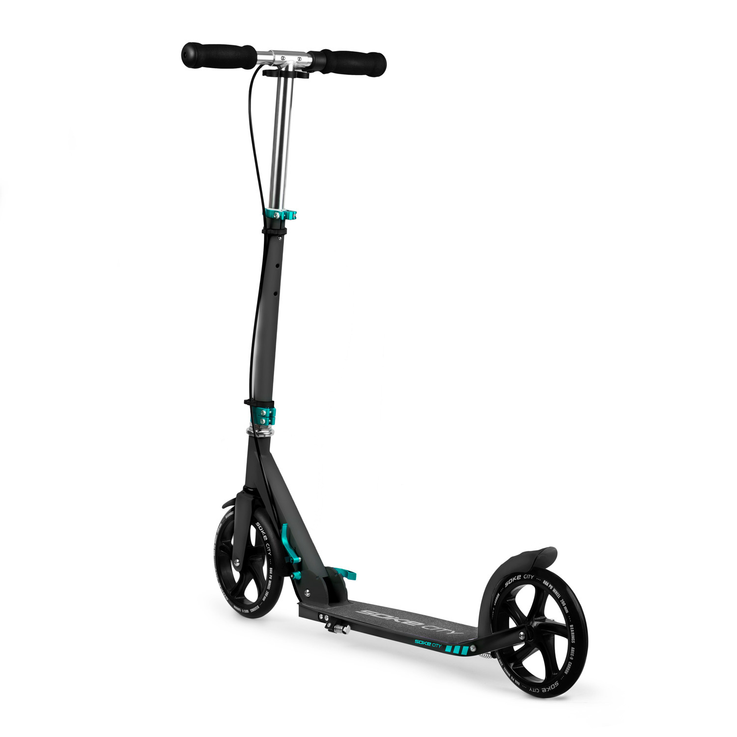 Kinderstep - autoped - zwart turquoise - aluminium