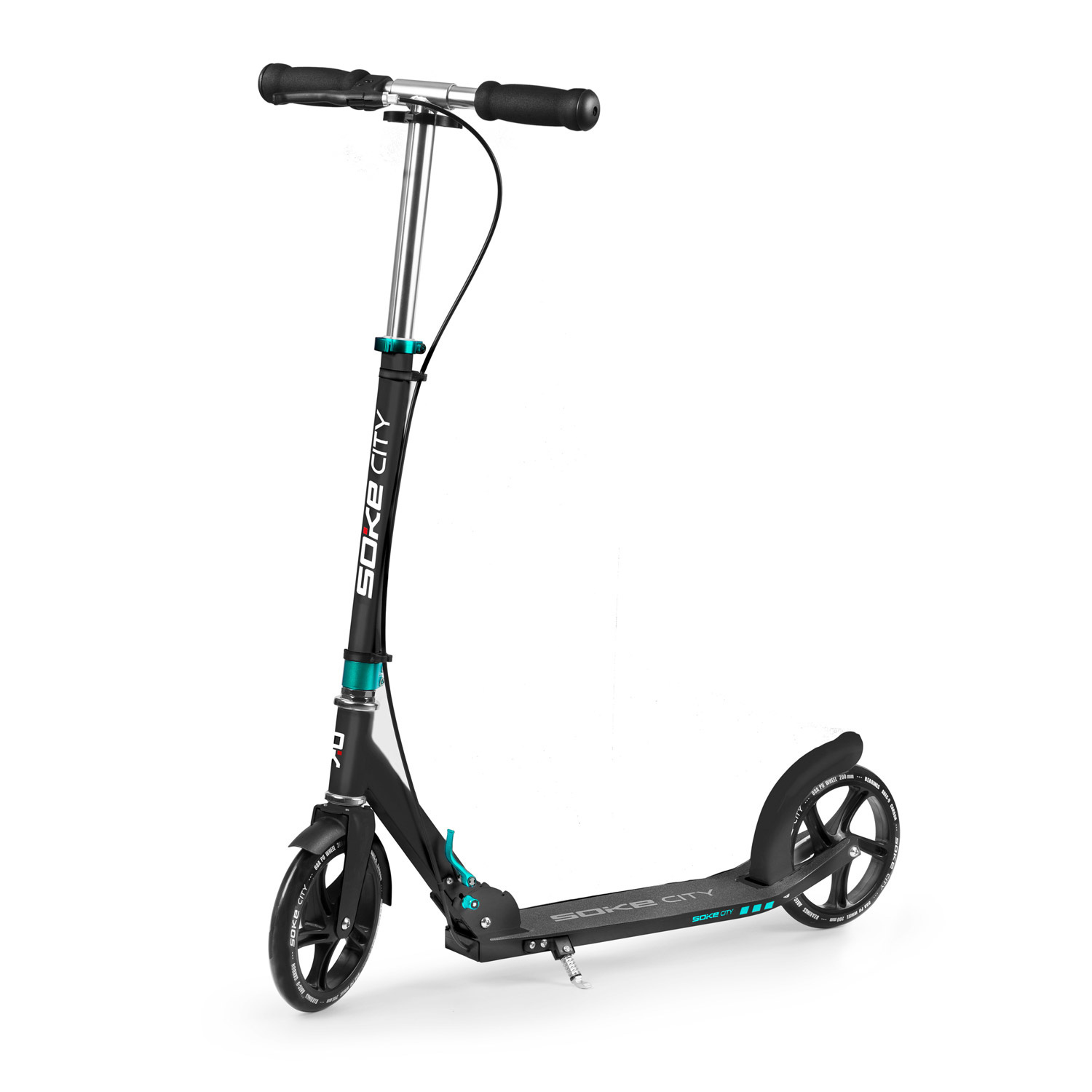 Kinderstep - autoped - zwart turquoise - aluminium