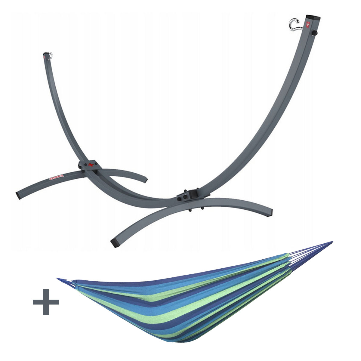 Hangmat standaard + blauw groene hangmat - 364 cm - tot 300 kg