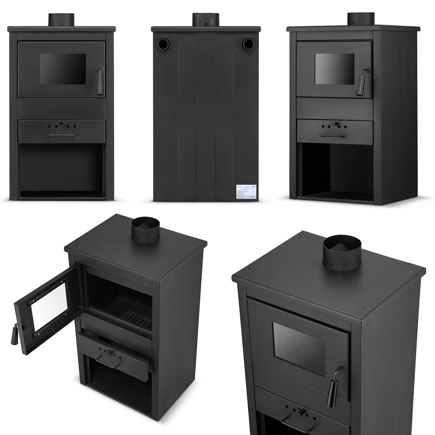 Vrijstaande houtkachel - met CV aansluiting - 10 kW