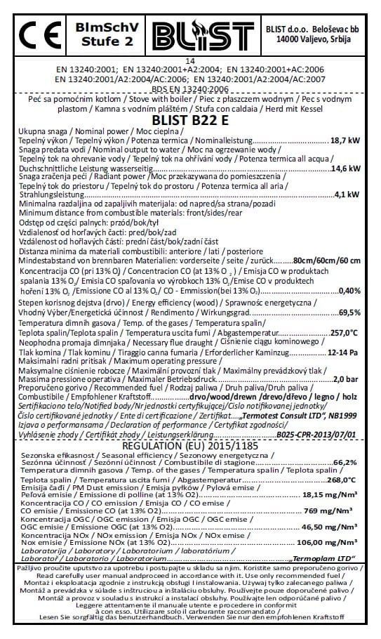 CV houtkachel met watermantel - 22kW - antraciet