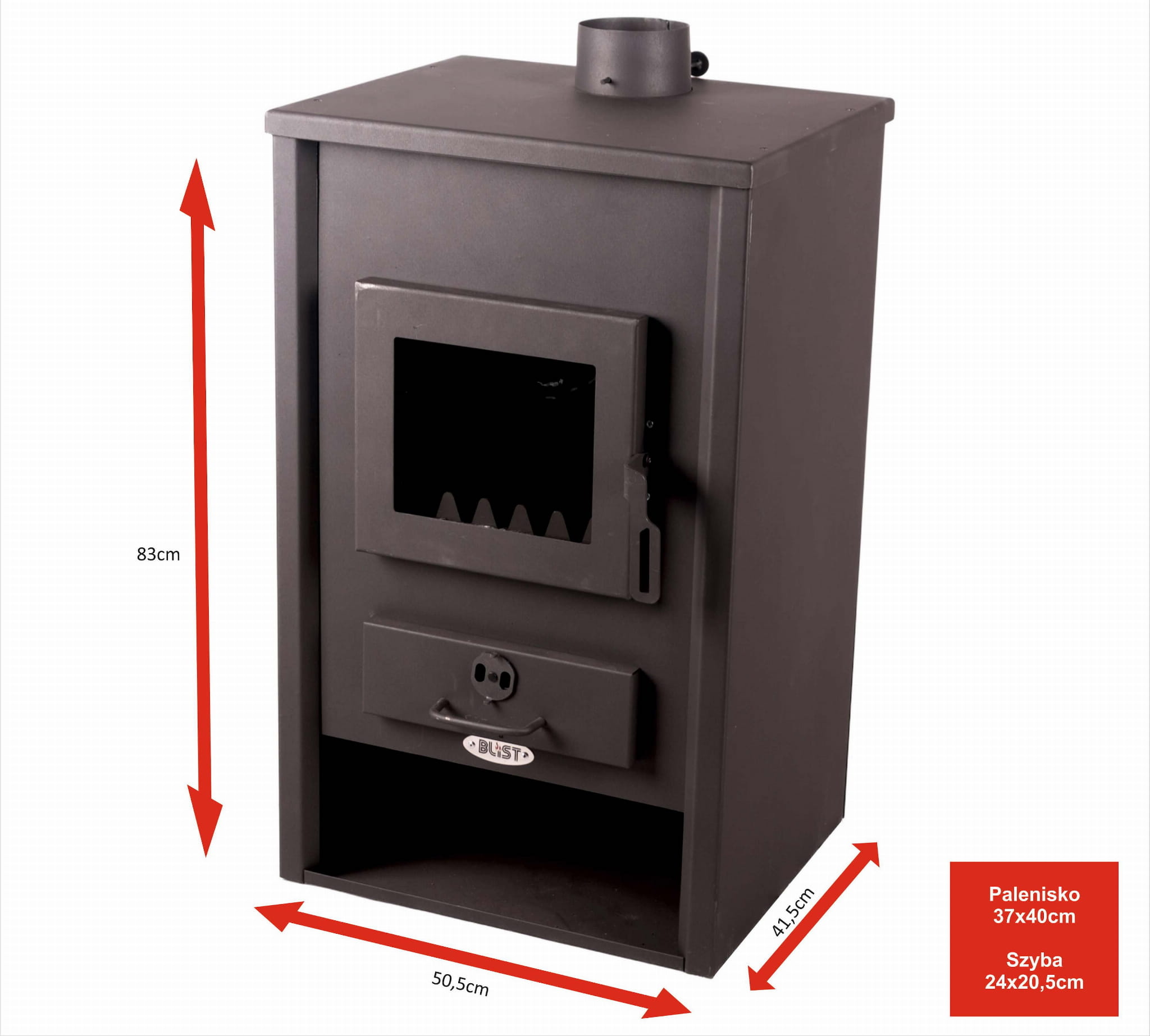 CV houtkachel met watermantel - 22kW - antraciet