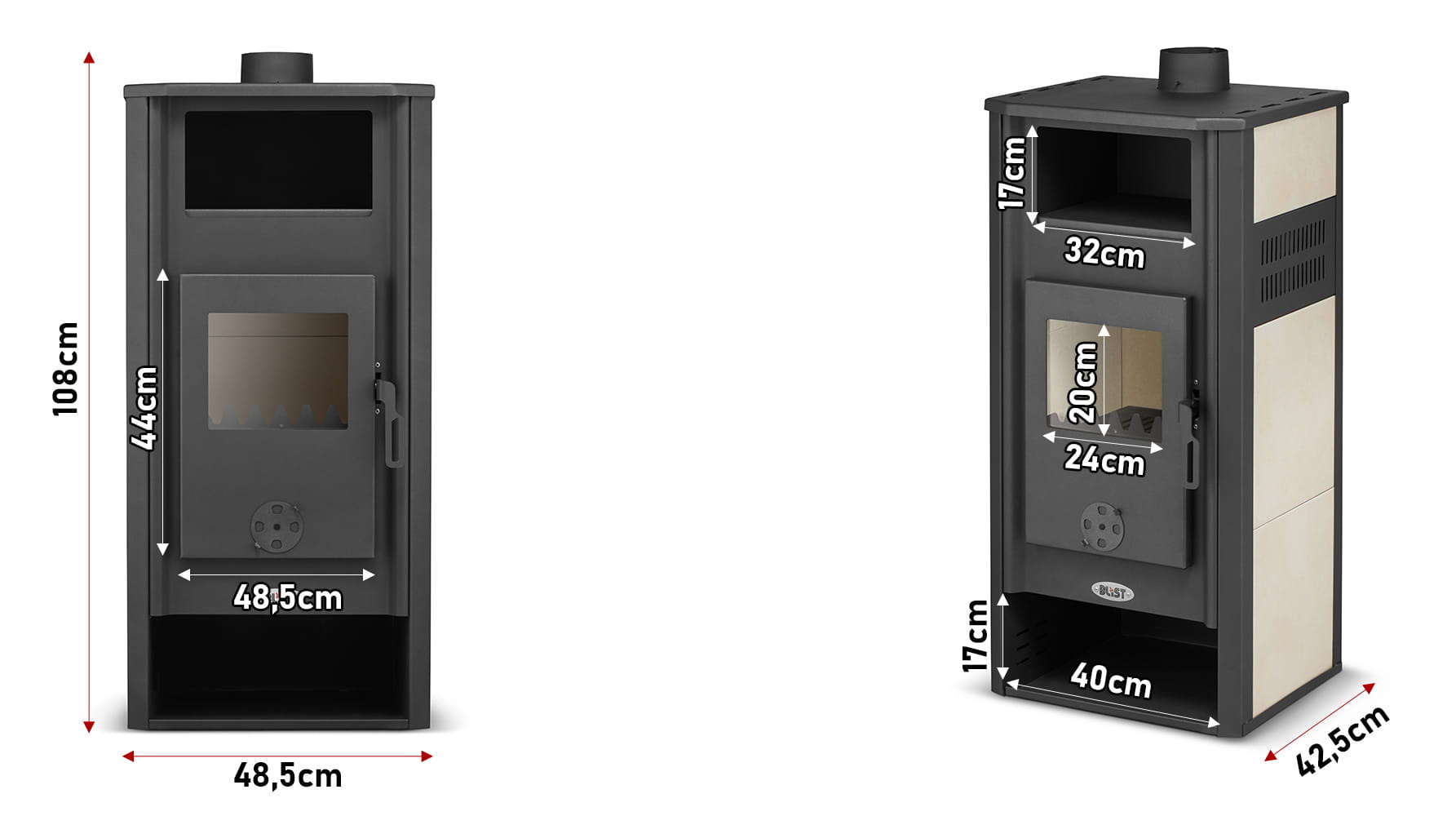 Houtkachel - keramische tegelkachel - 9,4kW