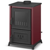 Houtkachel gietijzer - 8,5kW - kookplaat & haard - bordeaux rood