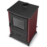 Houtkachel gietijzer - 8,5kW - kookplaat & haard - bordeaux rood