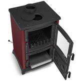 Houtkachel gietijzer - 8,5kW - kookplaat & haard - bordeaux rood