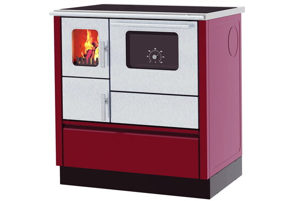 Houtfornuis - 75x60x85cm - 8kW - rood grijs - A+