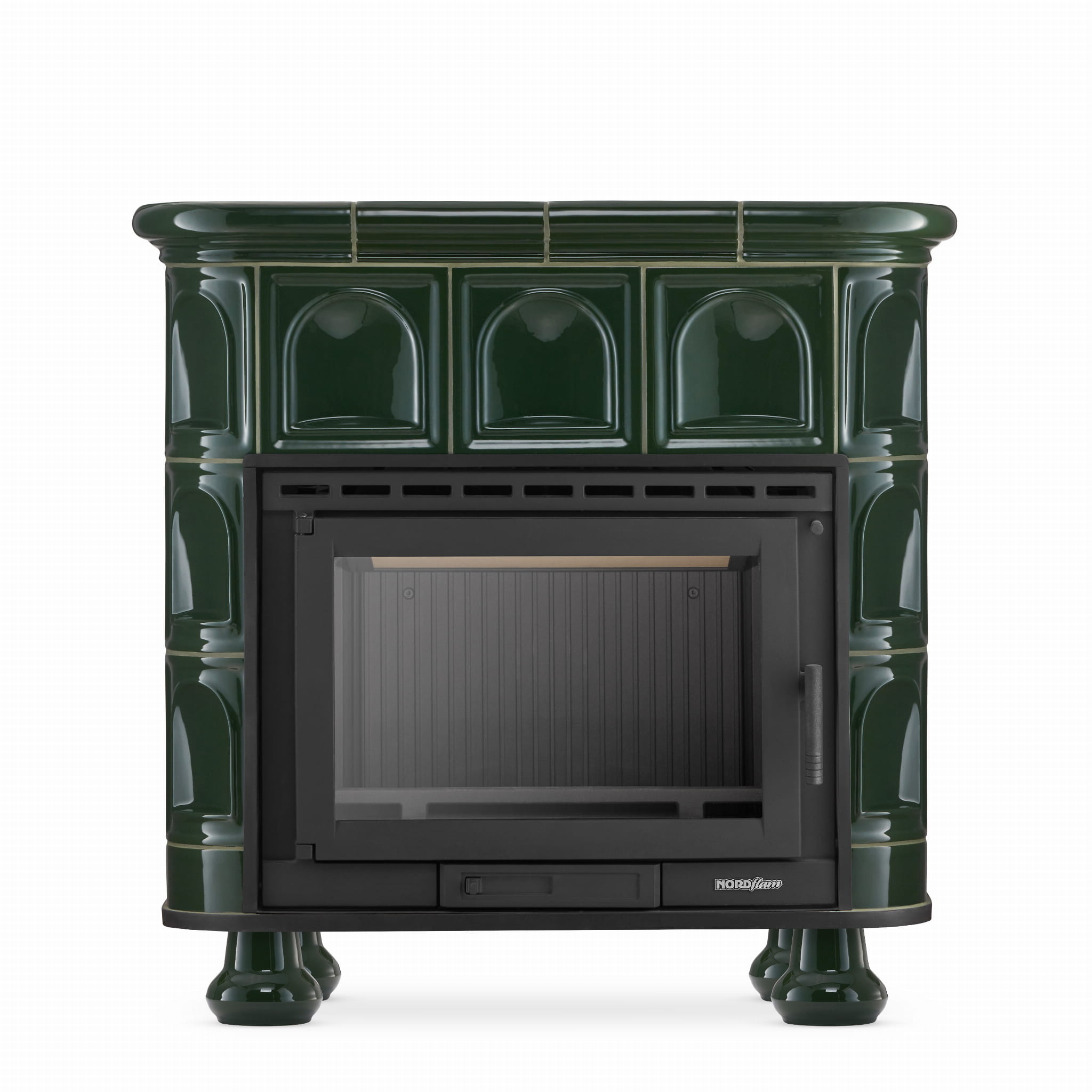 Houtkachel - 15 kW - betegeld - groen - energielabel A