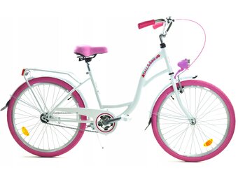 Meisjesfiets - 24 inch - zeer robuust - roze wit