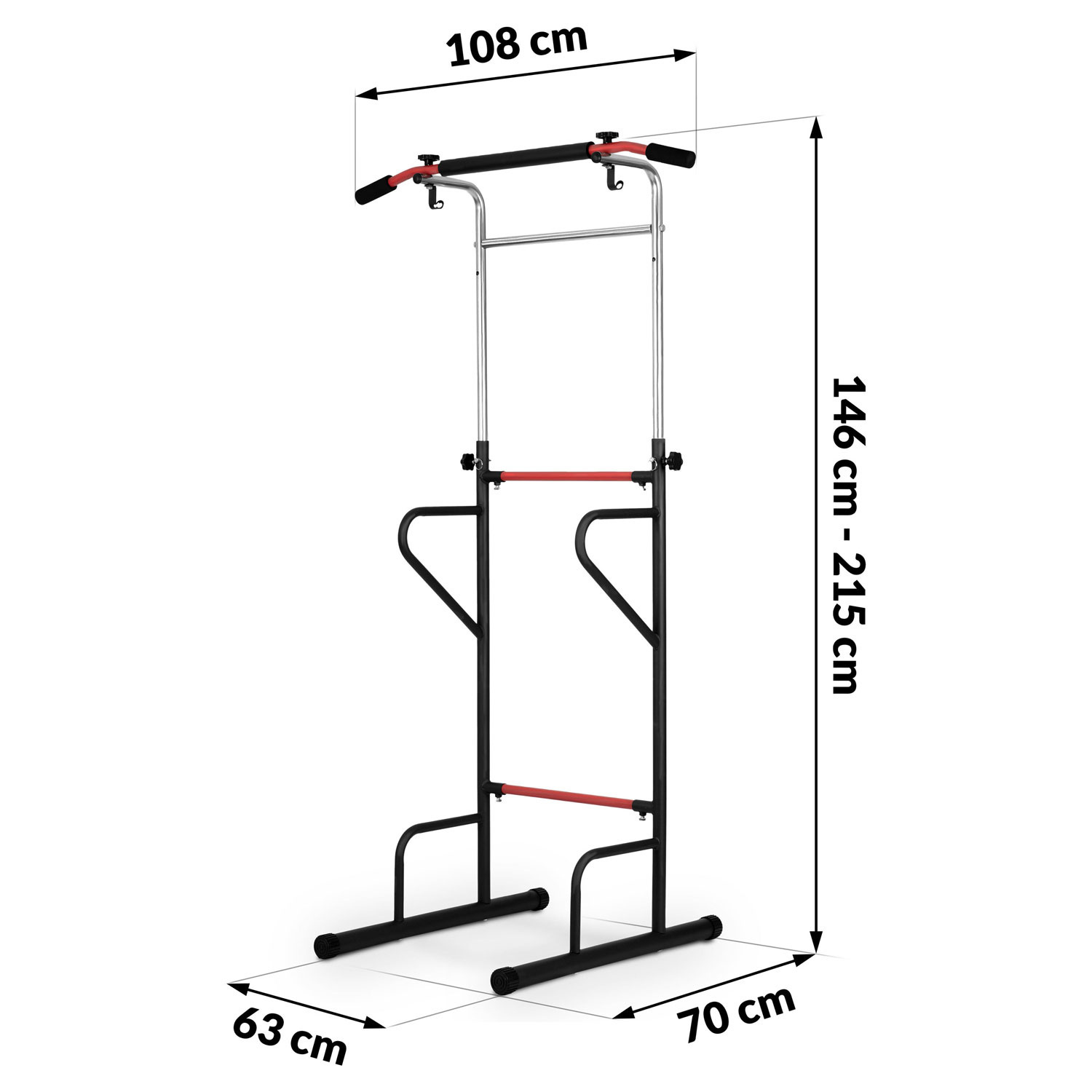Optrekstang - Pull up bar - Vrijstaand - tot 215 cm hoog