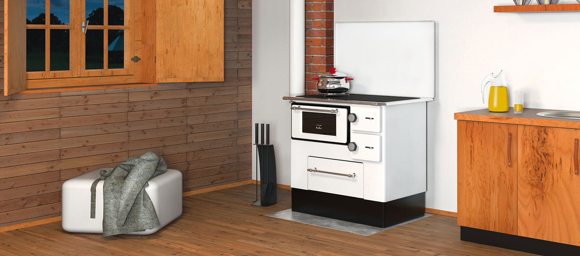 Houtfornuis - 85x91x56 cm - 5kW - wit - energielabel A